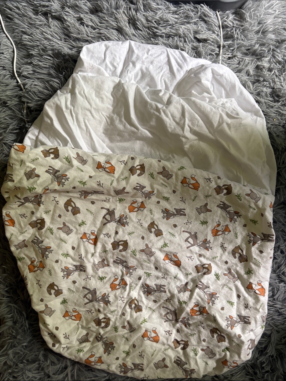 White and Woodland Animal Changing Pad Sheets/Covers GUC